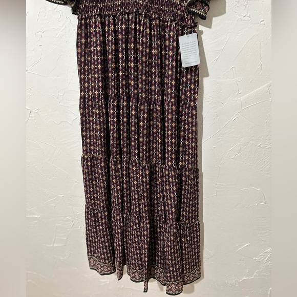 NWOT Max Studio Boho Print Short Sleeve V-Neck Maxi Dress in Purple/ Pink Sz 1X - Picture 5 of 11